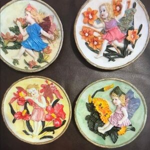 4 fairy wall plates